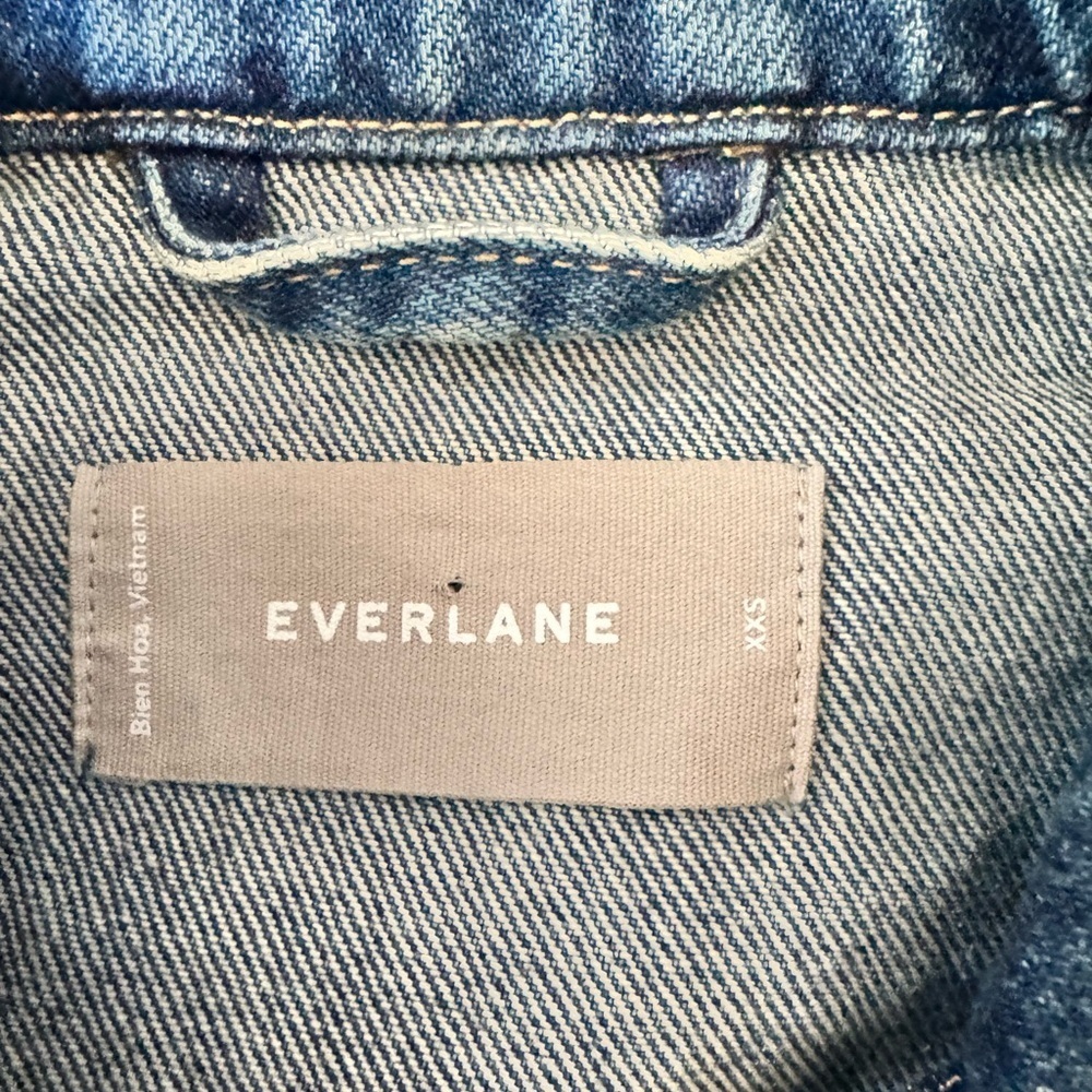Everlane XXS Blue Denim Jacket Classic Trucker Western Jean Coat T16 - Picture 8 of 8